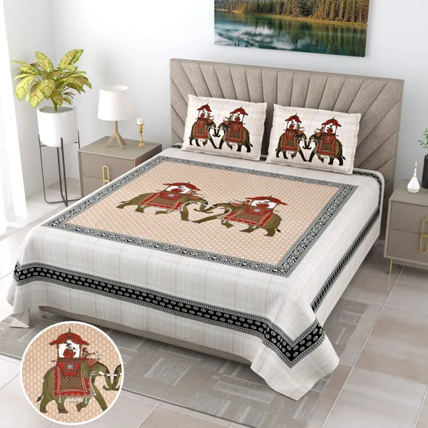 White_Cotton_Royal_Elephant_Parade_Cotton_Bed_Sheet_120X120_Cm_Inches